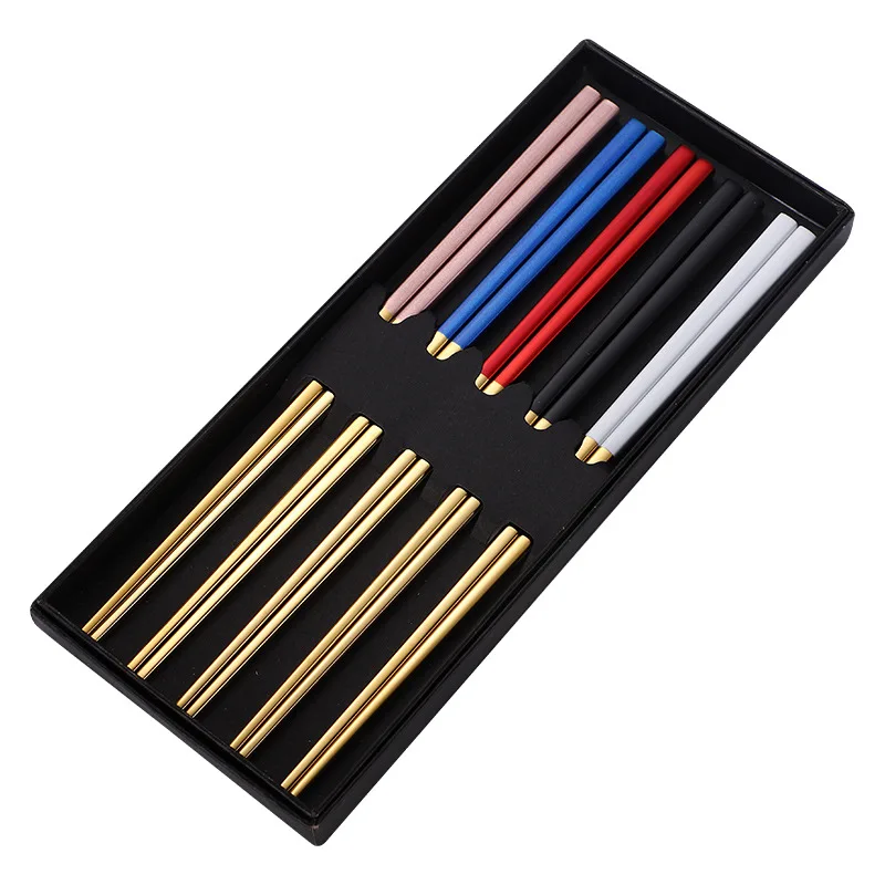 

Wholesale hot selling custom logo chopsticks set storage stainless steel metal chopsticks gift sets