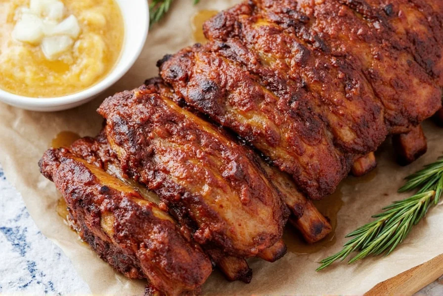 Finished oven roasted ribs on a platter