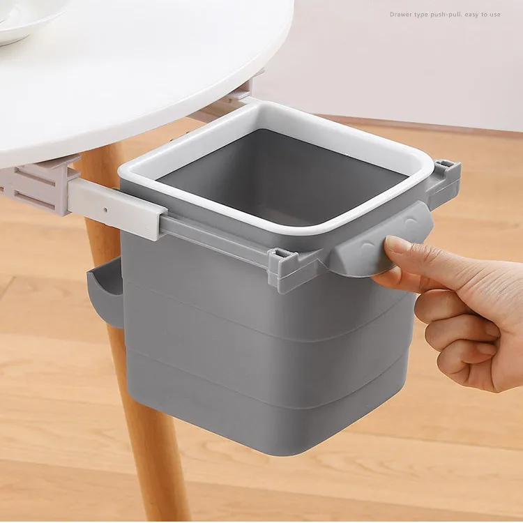 

Amazon Top seller Ningbo Home accessories ABS Office Desk Trash Can Drawer Pull-Out Waste Basket Small Hanging Garbage Can