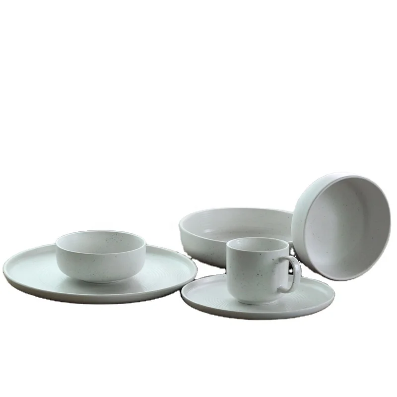 

Japanese style matte white glaze ceramic tableware porcelain dinnerware set for home use