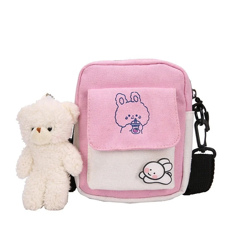 

Hot Sale Cute Canvas Sling Bag Small Fresh Messenger Bag Animal Print Shoulder Bag