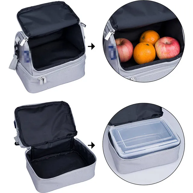 Customized Adult Lunch Bag Insulated Lunch Tote Bag Large Cooler  Double Deck Cooler bag