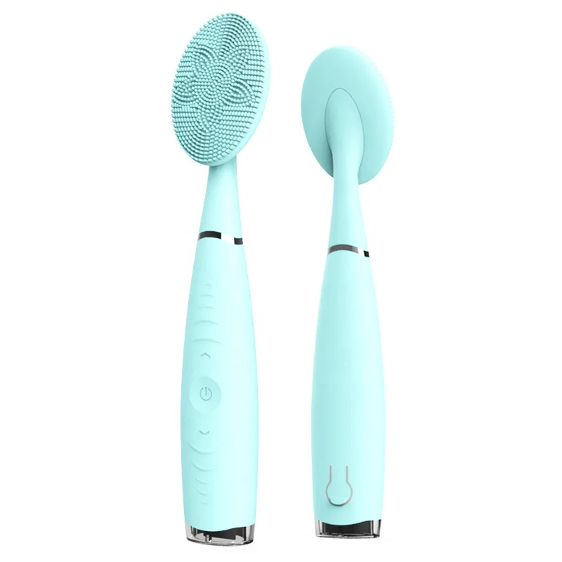 

Beauty Salon Equipment Handhold Silicone Facial Brush High Frequency Vibration Massager Facial Brush Cleanser Face Scrub Brush, Pink.green