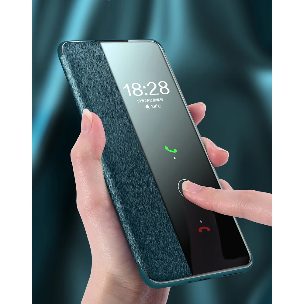 

LeYi 2020 New Arrival Flip Leather Cell Phone Window Mirror Clear View Mobile Case for Huawei mate 30 pro