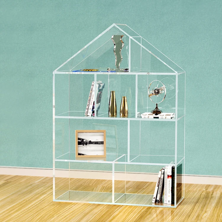 Vonvik Clear Acrylic Kids Bookcase Children House Lucite Book Shelf