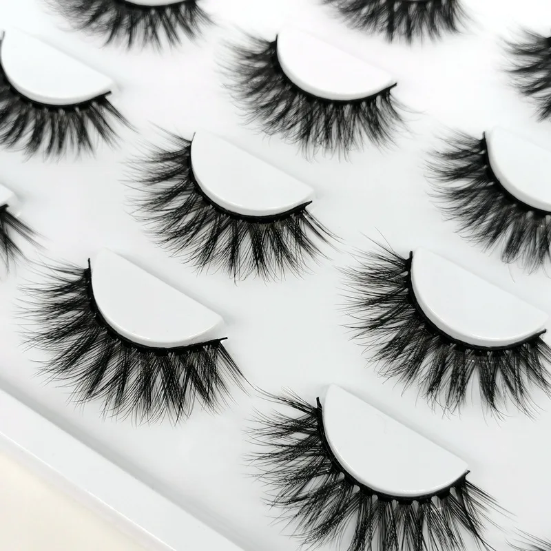 

Factory Supplied High Quality 10 Pairs 3d Faux Wispy Mink Lash Pack False Eyelash Book Packaging Box With Logo, Natural black