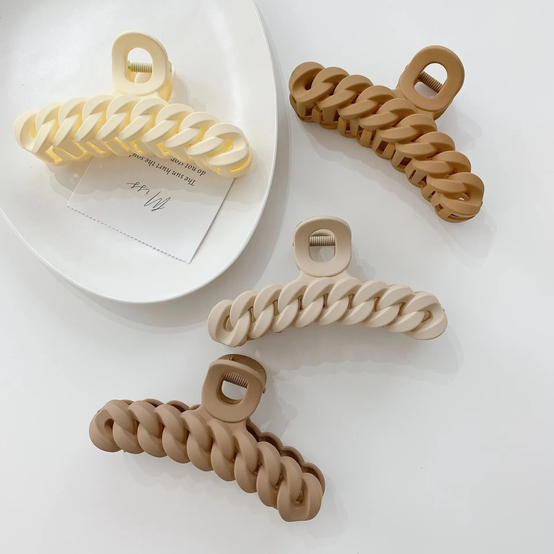 

New 4 colors hair clip claw chain matte 11 cm claw clips milk coffee