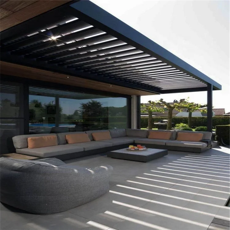 

OEM Customized Modern Waterproof Garden Bioclimatic Outdoor Gazebo Aluminum Pergola With Louver, Black/gray/custom