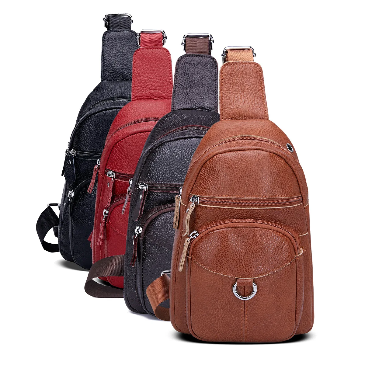 

2021 New Men's Leather Briefcases Chest Bag Korean Version Soft Leather First Layer Cowhide Men Shoulder Slung Bag