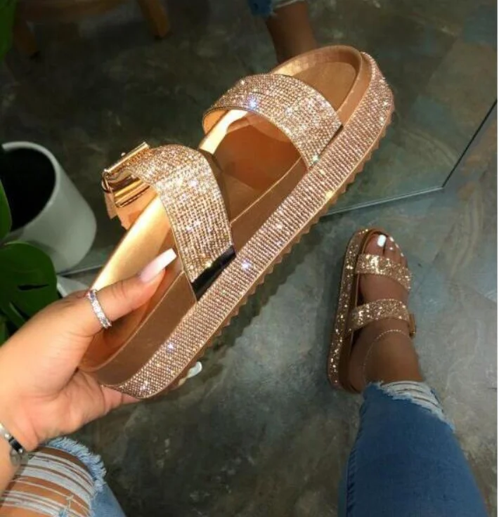 

The Big Size Casual Platform Sandals Espadrilles Soles wedge Glitter Female Sandals