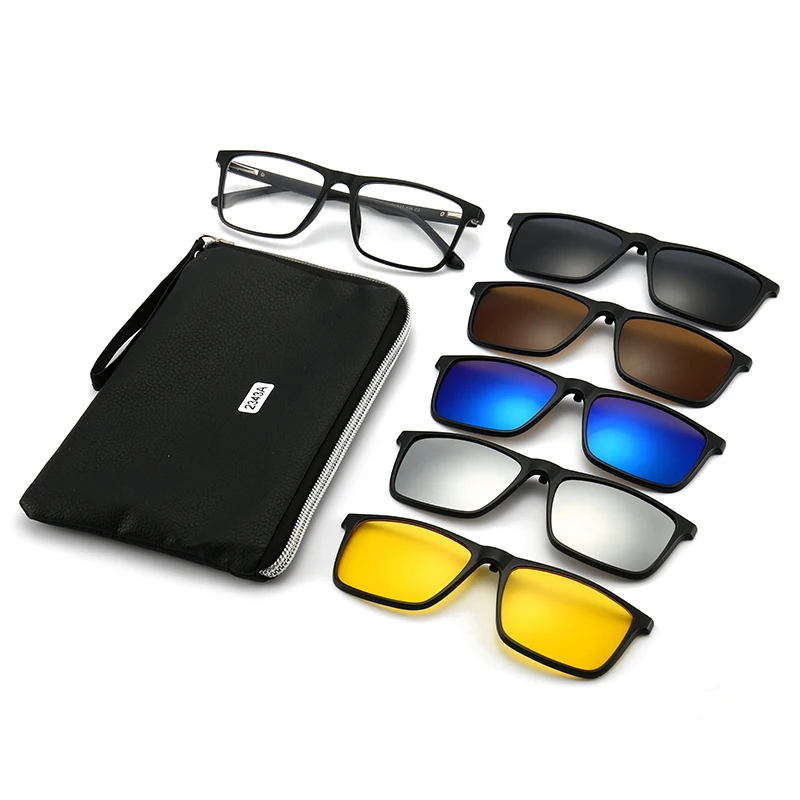 

DL Glasses Magnetic Polarized Clip-on sun glasses 5 in 1 Set for women men Night Driving Sunglasses 2022
