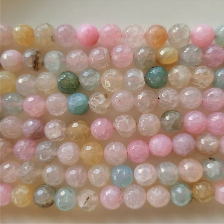 

10mm natural gemstone beads multicolor faceted pink agate beads for jewelry making