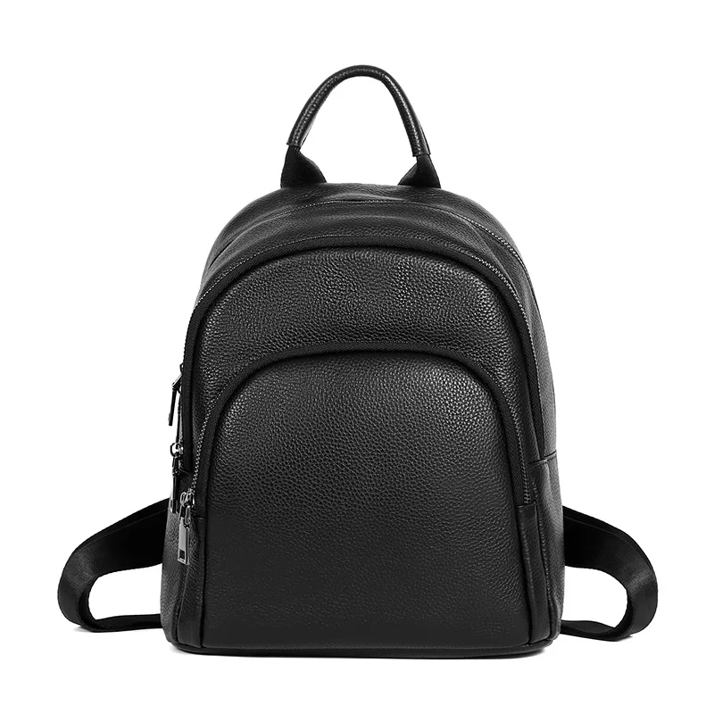 

Fashionable Smart Womens Vintage Top Grain Cow Leather Backpack Leather Outdoor Bag Backpacks For Girls, Black