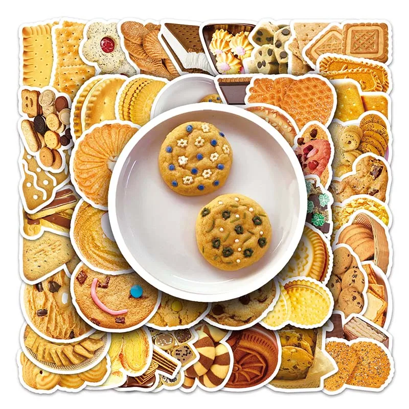 50PCS Manufacturers Sell Well Delicious Food Minisize Cute Waterproof Cartoon Biscuits Sticker Pack For Kids Award Decoration