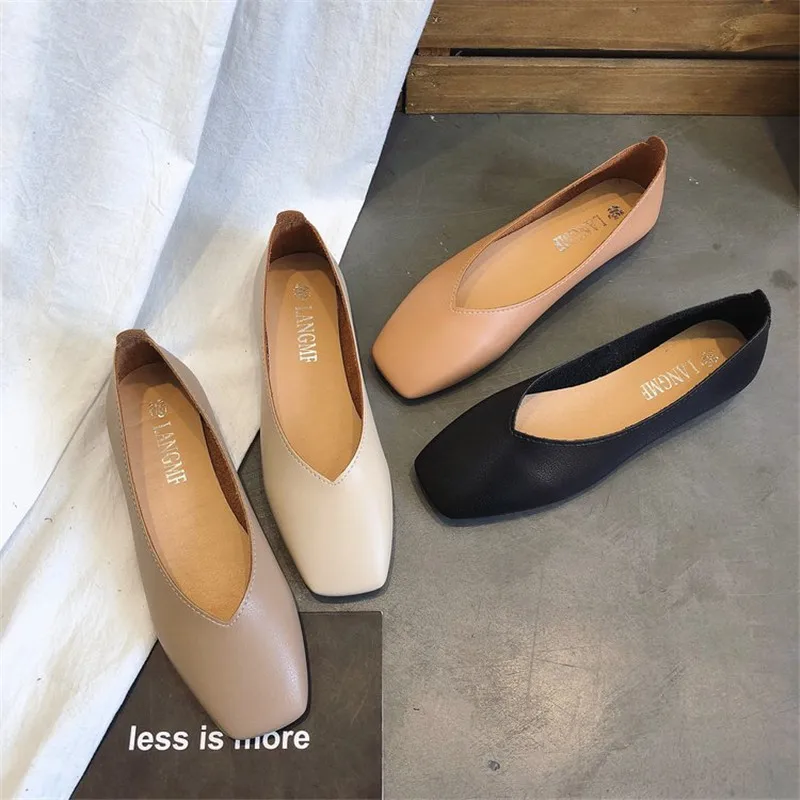 

2020 Women Flats Shoes Loafers Slip on Flat Shoes Ballet Flats Pure Color Light Mouth Flat Heel Patent Ladies Shoes, Loafers shoes for women