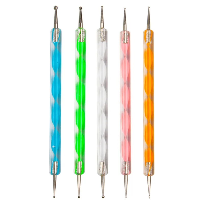 5pcs Nail Art Dotting Pen Tool for Nails Designs Dual-ended Drawing Painting Rhinestones Nail Art Tip Dot Paint Manicure Kit