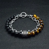 

Factory direct custom stainless steel with natural stone bracelet men bracelet