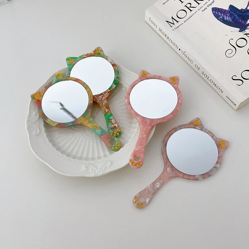 

New Design Small Acetate Round Shape Makeup Mirror Acrylic Handheld Pocket Mirrors
