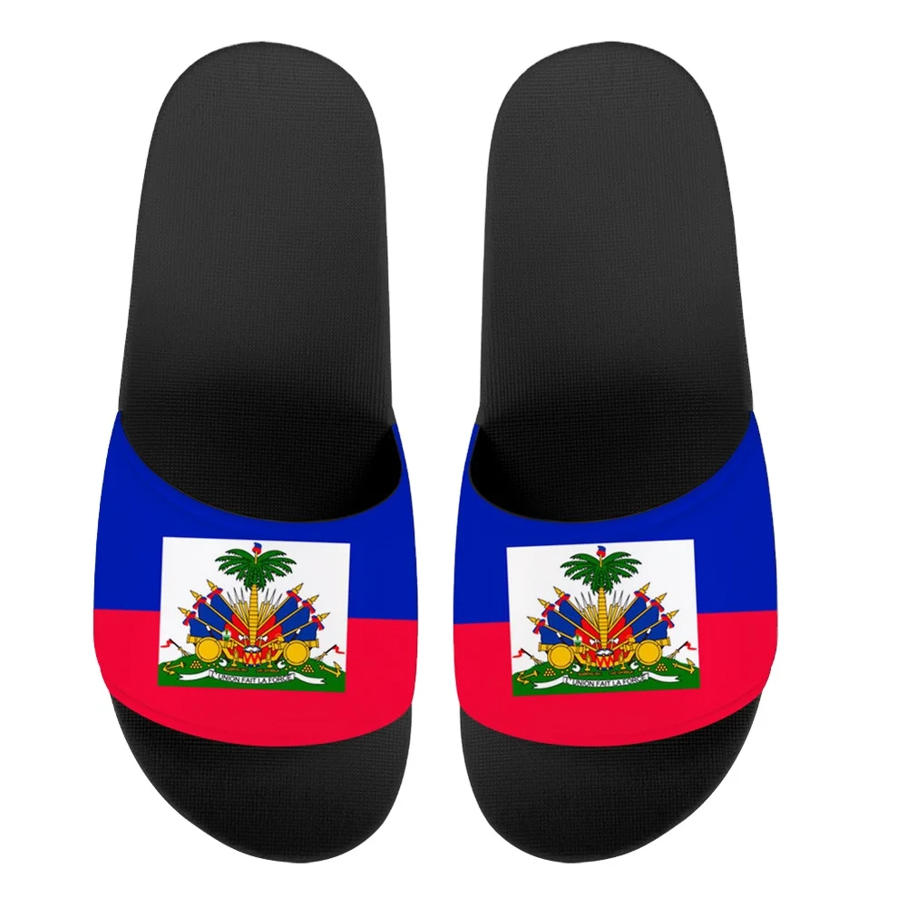 

INSTANTARTS Haiti Flag Design Shoes Men Slippers Sandals Summer House Flip Flops for Couples Casual Chaussures Femme Slides