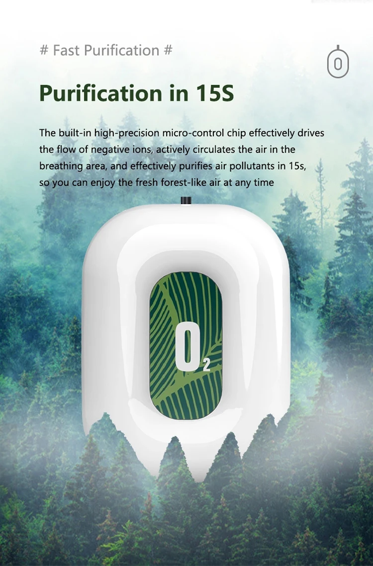 Customize LOGO OEM Necklace Personal Usb Outdoor Ion Smart Wearable Mini ionization rechargeable Portable Air Purifier