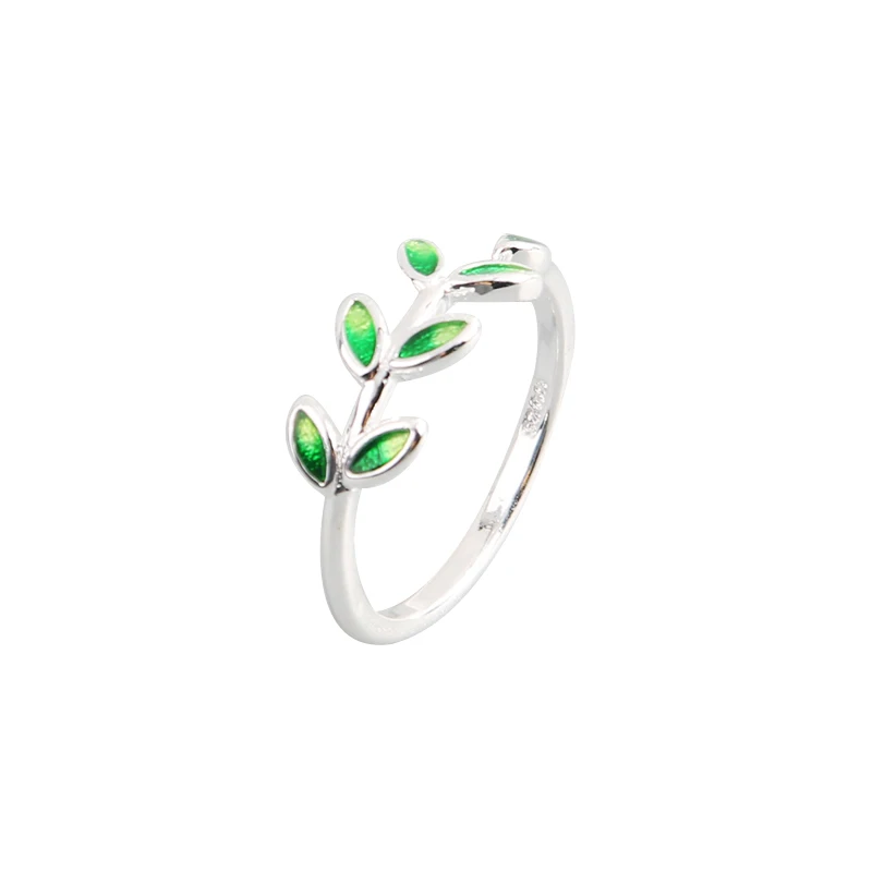 

Creative Fashion Olive Branch Open Ring Leaf Epoxy Tender Leaf Ring