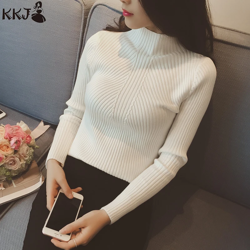 2019 Knitted Half Turtleneck Women Sweater Wholesale In-Stock Pullover Sweater for Women