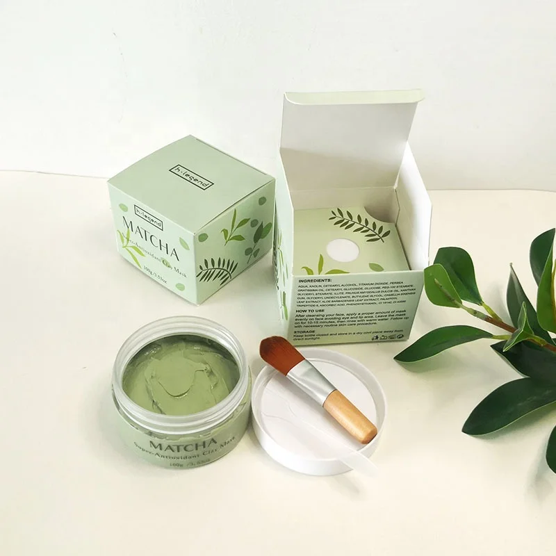 

Custom Private Label Deep Cleansing Facial Detox Clay Mask Matcha Face Clay Mask with Brush