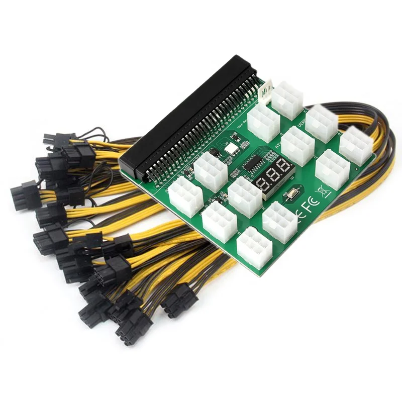 

GPU Mining Power Supply Breakout Board Kit For HP PSU 750W/1200W With PCIe 6Pin to 6+2Pin Male Cable
