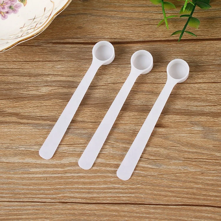 1.2ml 0.5g Flat Bottom White Plastic Measuring Spoon Food Grade Coffee Grains Powders Scoop for Nourishing Ingredients