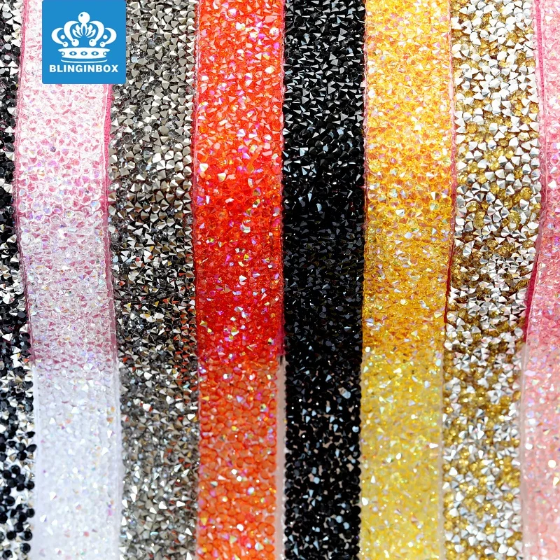 

Hot Fix Rhinestone Chain Ribbon Trimming Hot-Fix Patches Applique