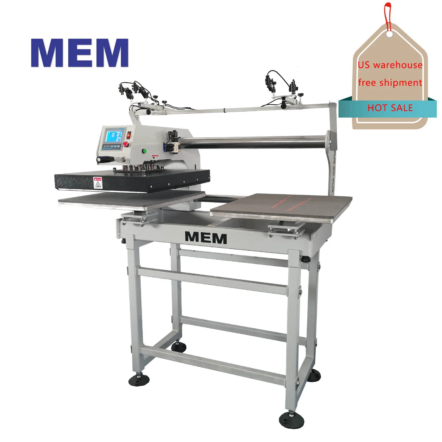 

Free shipment industrial grade all day work good result pneumatic dual heat press machine 40 x 50 cm in US warehouse