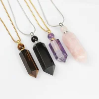 

BD-T389 Wholesale Fashion Perfume Bottle oil essential Pendant Necklace Natural Quartz Point Choker Necklace Unique Necklace