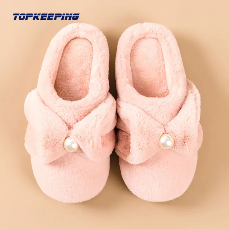 

1D0043 Pink House Bedroom Woman Cute Winter Slipper