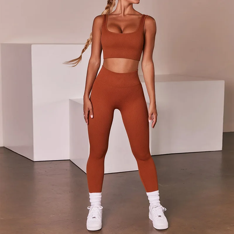 

2021 New Arrivals Fitness Suits Gym Clothes Yoga Sets Neo color Sport Top With Full Length Leggings For Women