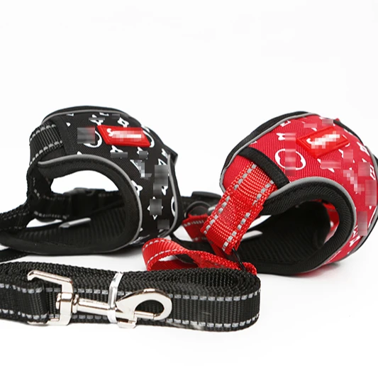 

Top Seller Customized Luxury Popular Reflective Adjustable Pet Dog Harness Leash Set, As pictures
