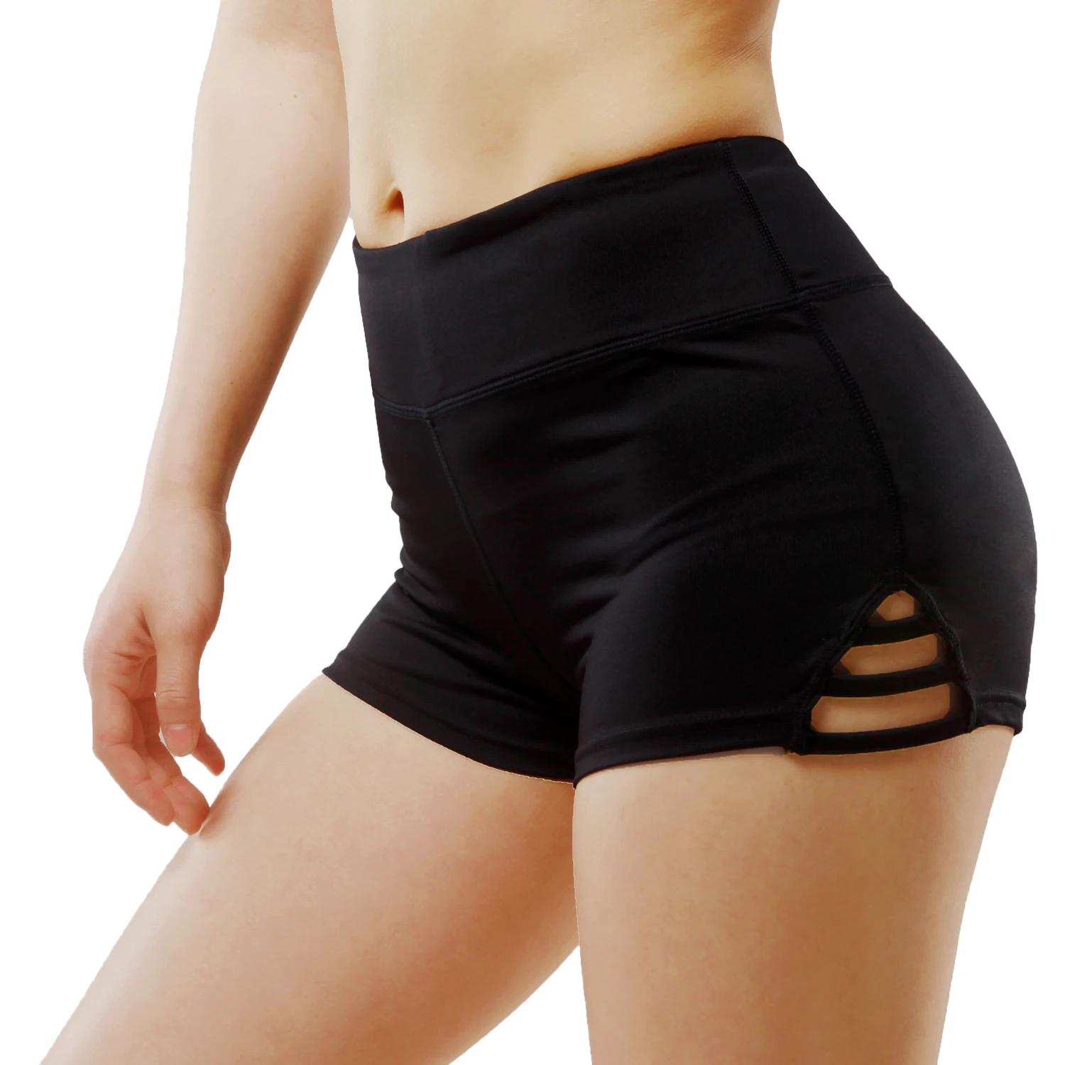 

High Waist hollow-carved design Hot Yoga Short Wrapping Tummy Control Workout Running Athletic Non See-Through Yoga Shorts