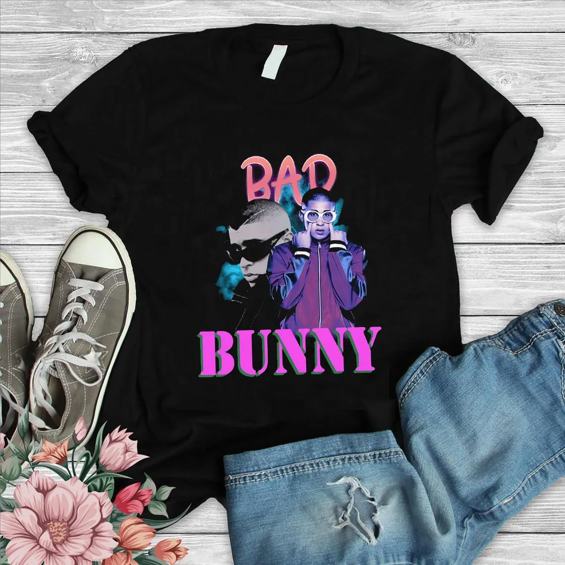 

Wholesale 100% Cotton T shirt Men High Quality King Von Bad Bunny Travis Scott Printed T-shirt Casual Graphic Tshirt