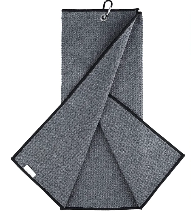 

Black Microfiber Waffle Pattern Golf Towel Heavy Duty Carabiner Clip