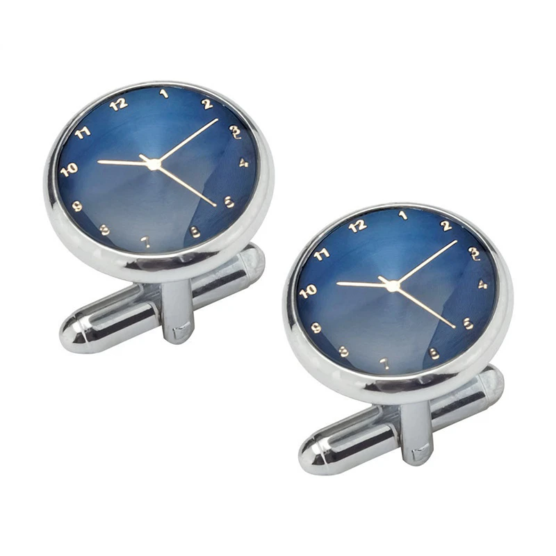 

Jachon Luxury Watch Design Cufflinks High Quality Copper Plated Jewelry Blue Crystal Slice Stick Shift Cufflinks, Like picture