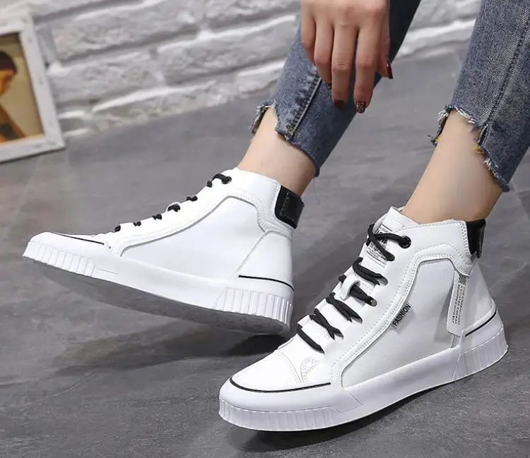 
Soft Breathable High Cut Sport Shoes Fashion comfortable Women Skateboard Shoes Girls White Casual Shoes 
