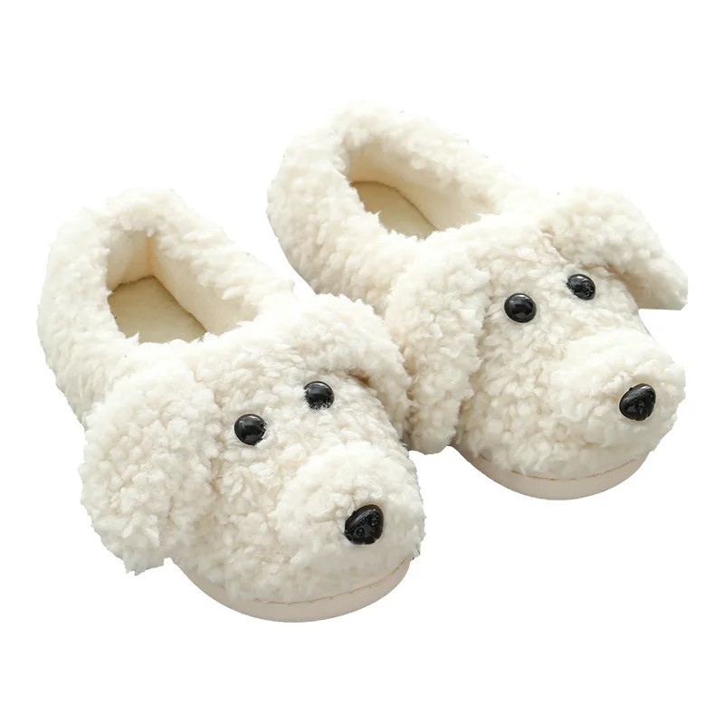 

Cute Plush Cartoon Cotton Slippers Female Couple Winter Teddy Dog Home Indoor Warm Bag With Confinement