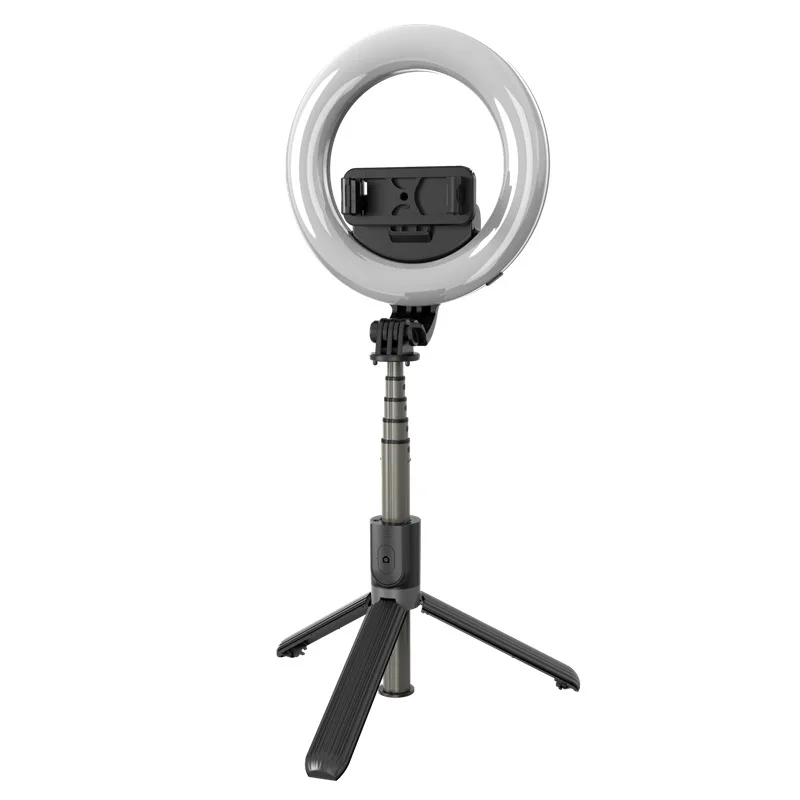 

Hot Sale L07 Wireless Remote Mini Selfie Stick Tripod Flexible Monopod with Ring Light for Live Streaming Selfie, Black
