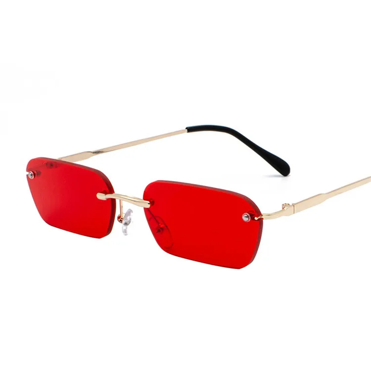 

Wholesale randloze bril frameless Metal Rimless Small Rectangle rectangular sun glasses UV400 Unisex Gafas de sol Sunglasses