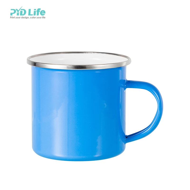 

High Quality PYD Life Hand Grip Pattern Customized Wholesale Vintage Coffee Campfire Enamel Mugs, 10 colors