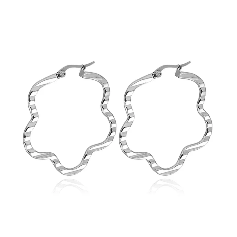 

Flower Earrings Women 2020 Stainless Steel Geometric Plum Blossom Shape Classic Pattern Earrings, Picture