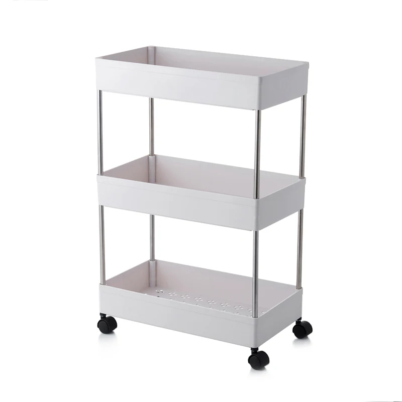 

3 tier kitchen bathroom plastic storage shelf rack corner shelf spice rack home storage organizers holder shelf storage rack, Light gray