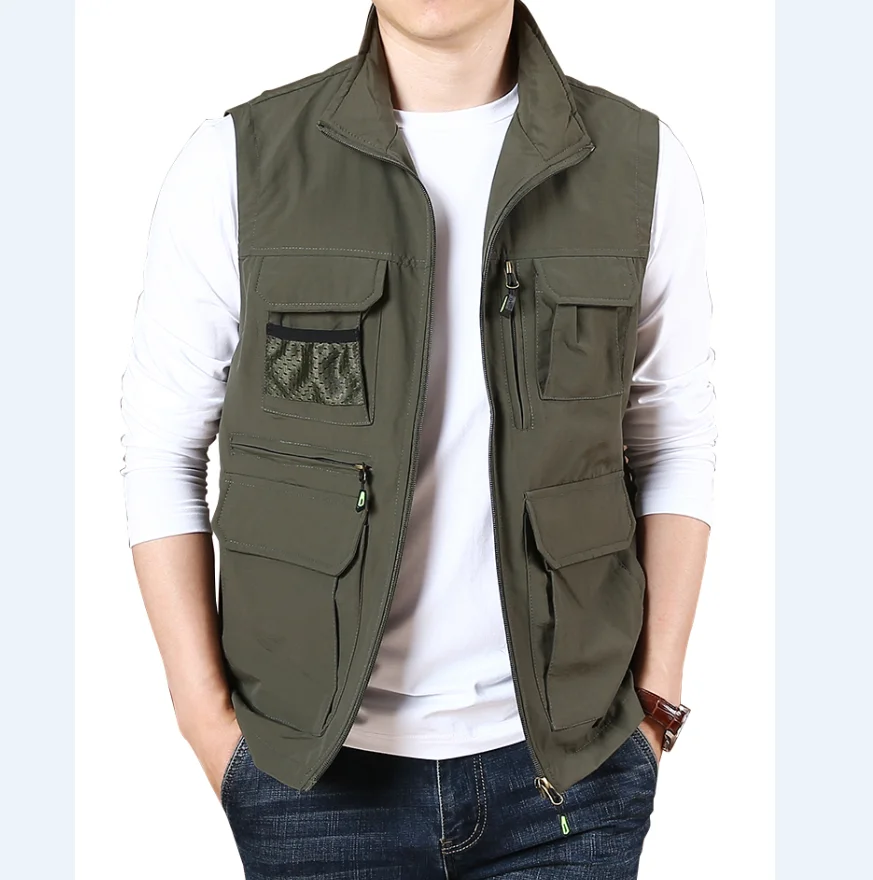 

2020 spring outdoor multi-pocket vest work waistcoat quick-drying men's fishing vest jacket