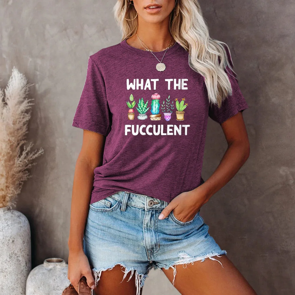 

2021 High Quality Summer Factory Selling New Cactus Pattern Printed Round Neck Short Sleeve T-shirt Loose Casual T-shirt