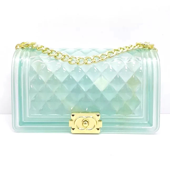 

wholesale light blue transparent color shoulder bag small Women purses Jelly Bags