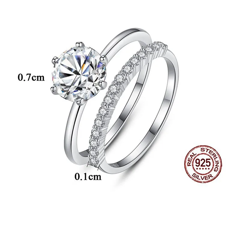 

Elegant 925 Sterling Silver Bridal Diamond Moissanite Wedding Rings Couple Rings Jewelry Setting Clear Cubic Zirconia CZ Ring